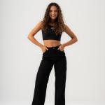 Wide-Leg Black Gabardine