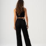 Wide-Leg Black Gabardine