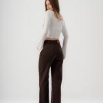 Wide-Leg Brown Gabardine