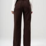 Wide-Leg Brown Gabardine