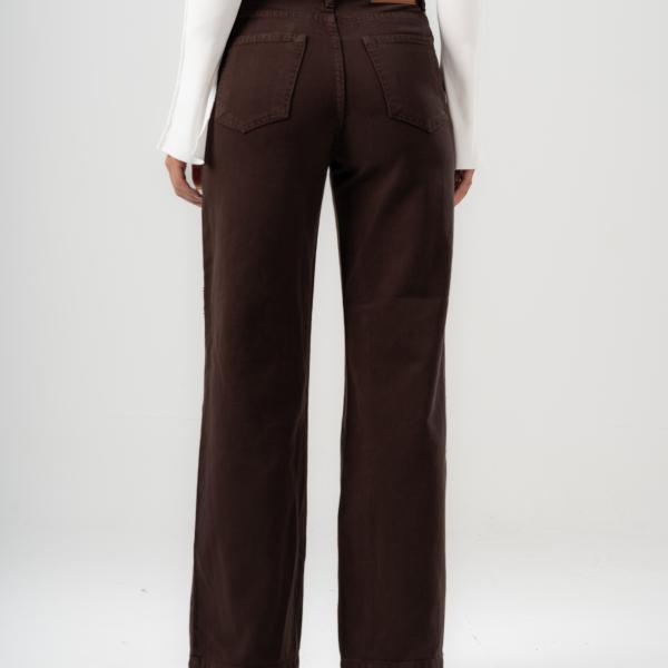 Wide-Leg Brown Gabardine