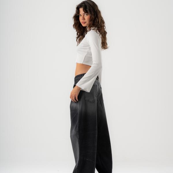 Baggy-Fit Charcoal Washed Denim