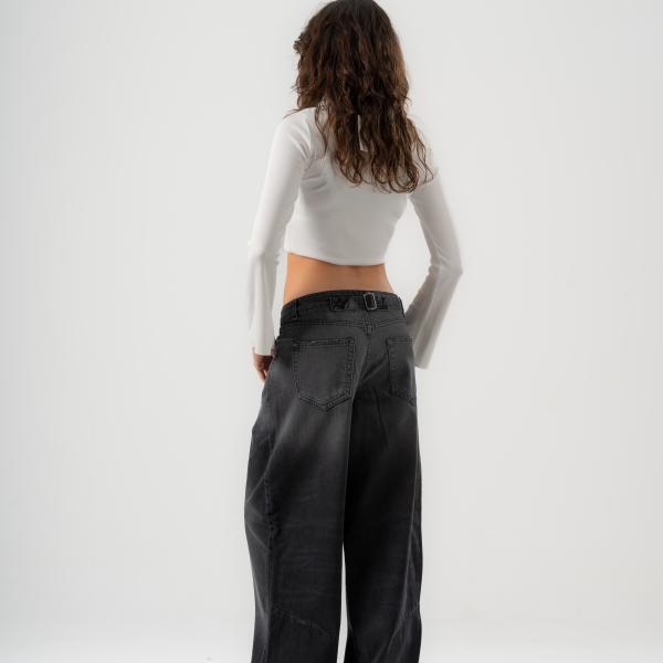 Baggy-Fit Charcoal Washed Denim