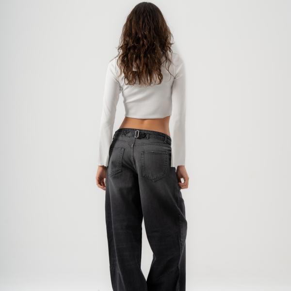 Baggy-Fit Charcoal Washed Denim