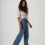 Wide-Leg Dark Rush Ripped Denim