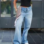 Wide-Leg Light Double Crisp Cuffed Denim