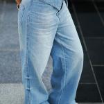 Wide-Leg Light Double Crisp Cuffed Denim
