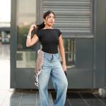 Wide-Leg Light Double Crisp Cuffed Denim