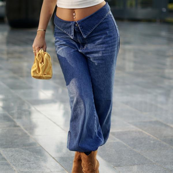 Wide-Leg Dark Double Crisp Denim