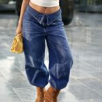 Wide-Leg Dark Double Crisp Denim