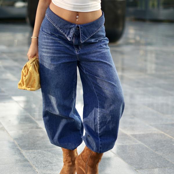 Wide-Leg Dark Double Crisp Denim