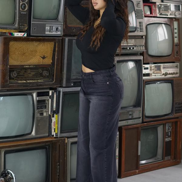 Wide-Loose Charcoal Denim