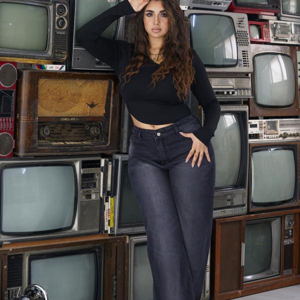 Wide-Loose Charcoal Denim